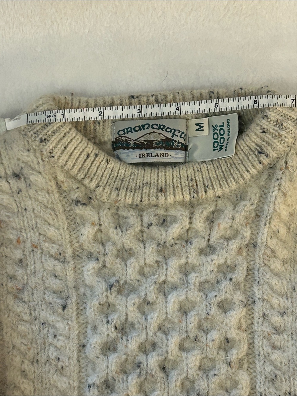AranCrafts Ireland 100% Wool Fisherman Cable Knit Sweater Cream Size M - Picture 4 of 13
